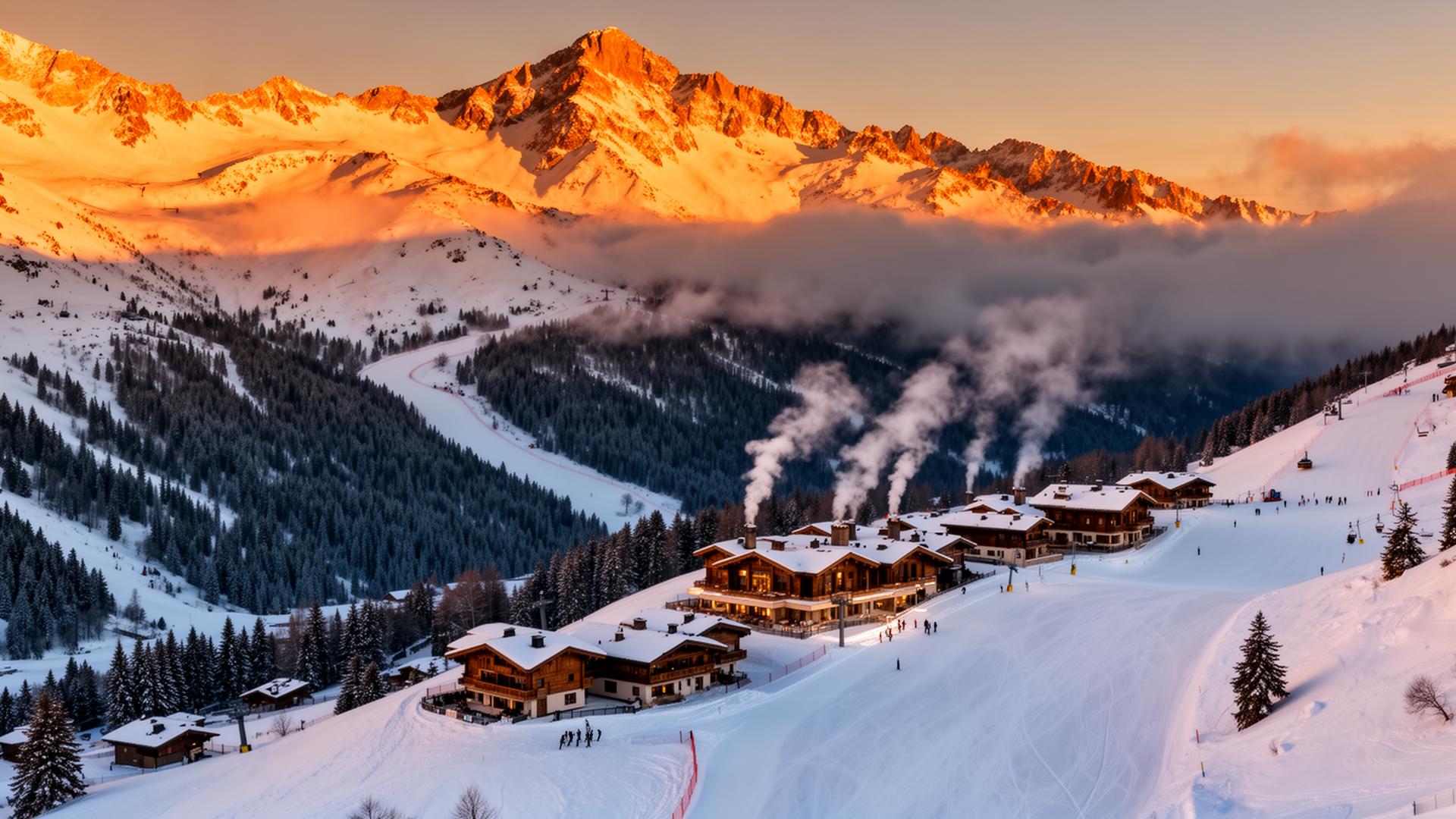La Rosière ski slopes at golden hour
